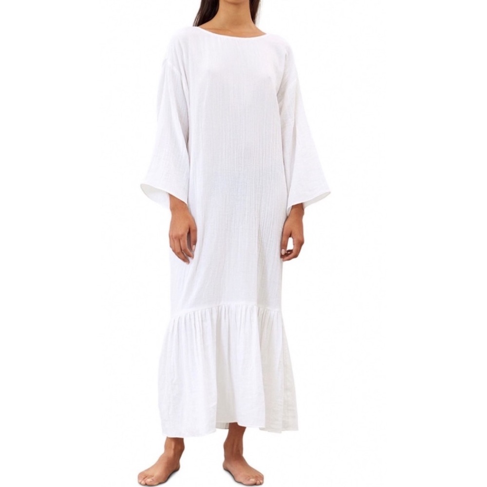 Mara Hoffman Augusta Crinkle Gauze Organic Cotton Maxi Dress White Cover…